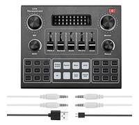 Scheda Audio con Design a Manopola di Sintonia, Chip, Rivestimento in Metallo per Canto Dal Vivo, BT. 2 Microfoni per Regolare la Voce in Modo Monitoraggio Dal Vivo, a Doppio