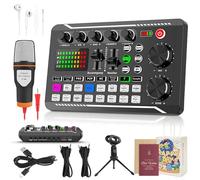Scheda audio dal vivo con effetti mixer DJ e cambia voce, mixer audio F988 Live Sound Card, scheda audio professionale, scheda audio per streaming live/gioco (scheda audio F998 + microfono)