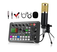 Scheda audio dal vivo con effetti mixer DJ e cambia voce, Mixer audio per scheda audio dal vivo, scheda audio per streaming live, pacchetto di apparecchiature per podcast, Mixer audio per