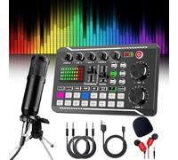 Scheda audio dal vivo con effetti mixer Dj e cambia voce, mixer audio professionale, mixer audio scheda audio live F998, scheda audio con luce LED cambia voce con effetti sonori multipli (set-B)