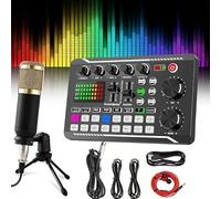 Scheda audio dal vivo con effetti mixer Dj e cambia voce, mixer audio professionale, mixer audio scheda audio live F998, scheda audio con luce LED cambia voce con effetti sonori multipli (set-C)