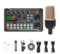 Scheda audio dal vivo con effetti mixer DJ e cambia voce, scheda audio cambia voce per Xbox, scheda audio dal vivo mixer per streaming, podcasting, giochi (scheda audio F998 + microfono a membrana)