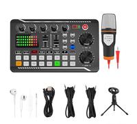Scheda audio dal vivo con effetti mixer DJ e cambia voce, scheda audio cambia voce per Xbox, scheda audio dal vivo mixer per streaming, podcasting, giochi (F998 scheda audio + kit microfono)