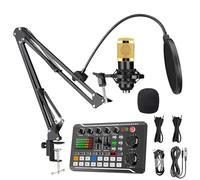 Scheda audio dal vivo con effetti mixer DJ e cambia voce, scheda audio Voice Changer per Xbox, scheda audio dal vivo mixer per streaming, podcasting, giochi (scheda audio F998 + kit cantilever BM800)