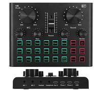Scheda audio dal vivo, mini mixer audio con 15 effetti sonori, 4 modalità di intonazione e 12 tasti di sintonizzazione automatica, cambia voce Bluetooth per registrazione audio Gaming B