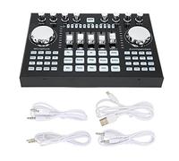 Scheda Audio Live Nera Scheda Audio Live Big Knob Bluetooth 5.0 DSP Mini Mixer HiFi con Cancellazione del Rumore con Luci RGB, Scheda Audio Live Bluetooth Portatile Scheda Mixer(nero)