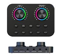 Scheda audio portatile dal vivo con sincronizzazione musicale wireless e cancellazione del rumore a 1 tasto, mixer DSP + 10 effetti vocali per streaming/gaming su PC/OTG Phone, design a alimentazione