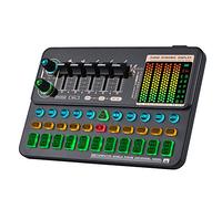 Scheda audio portatile e cambia voce con luce LED, BT 5.0, molteplici effetti sonori e modalità atmosferica per streaming live e uso del telefono del computer