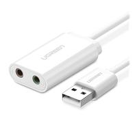 UGREEN Adattatore USB 2.0 a 2x3,5mm jack AUX (Cuffie e Microfono), (White)