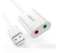UGREEN Adattatore USB 2.0 a 2x3,5mm jack AUX (Cuffie e Microfono), (White)