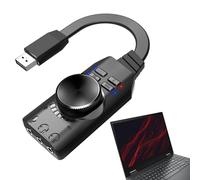 Scheda audio USB, adattatore per cuffie Virtual 7.1 Surround Sound USB con controllo del volume, audio USB portatile, scheda audio da 3,5 mm, interfaccia audio USB driver per cuffie, laptop Soydan