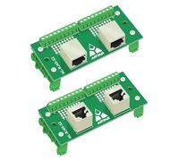 Scheda breakout RJ45 da 1 pezzo, 2 jack RJ45 e 2 morsettiere da 8 pin su guida DIN e piedino for montaggio a pannello