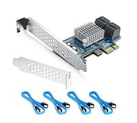 Scheda controller PCIe X1 a SATA3.0, scheda di espansione a 4 porte SATA III 6Gbps, cavi SATA 4pcs inclusi, supporto SSD e HDD, per Windows10/7/8/XP/Vista/linux, NON supporto RAID hardware