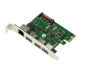Scheda Controllore PCIE - 3 Porte USB3 + 1 Porta GIGABIT ETHERNET - VIA / ASIX
