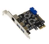 Scheda Controllore PCIe USB3 2+2 Porte Su Connettore 19 Pin + GIGABIT ETHERNET