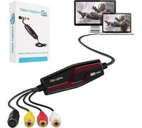 Scheda di acquisizione video USB 2.0, dispositivo di acquisizione video da RCA a USB, convertitore video digitale per salvare file digitali per Mac OS X Windows 7 8 10 11 PC, One Touch VCR TV a DVD