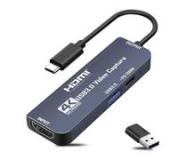 Scheda di acquisizione video USB 3.0 con alimentazione da 100 W e porta 3.0, 4 K HDMI a USB C/USB A, per Live Streaming, Gaming, Video Audio Recorder, 1080p 60 Hz, Grabber compatibile con fotocamera