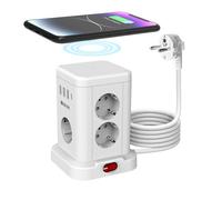 Scheda di alimentazione intelligente 15-in-1 presa di ricarica rapida wireless 3680W 3USB-A e 1USB-C interruttore di controllo principale cavo di prolunga da 2 metri