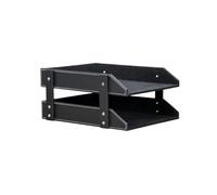 scheda di carta da scrivania in metallo, File Folder Holder 2-Layer Stackable Desktop Organizer Tray Black Bruin(Black)