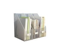 scheda di carta da scrivania in metallo, Metal Document Holder With 3 Vertical Compartments Multicolor For Office Home School(White)