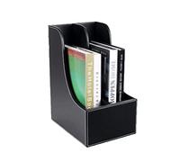 scheda di carta da scrivania in metallo, PU Leather File Holder Desk Organizer Multicolor Multiple Sizes(Black,B)