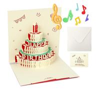 Scheda di Compleanno di Musica 3D - Buon Compleanno con Luci a LED e Riproduzione di Musica Pop-up, Adatto come Regalo di Compleanno per Donne, Uomini, Famiglia, Bambini e Amici (RED)