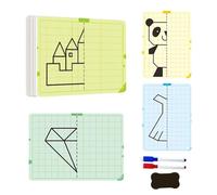 Scheda di disegno di simmetria - Cardboard addensato da 5,51x3,94 pollici | Scheda di tracciamento dei modelli, simmetrie della griglia di 20 pagine, avanzamento educativo attraverso il disegno di