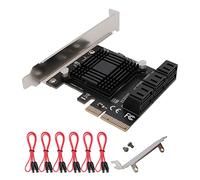 Scheda di espansione PCI-E SATA a 6 porte PCIe x4 a SATA 3.0 6Gbps controller di espansione scheda adattatore con 6 cavi SATA e staffa a basso profilo, Non-Raid (ASM1166) (PCIE X4 SATA 6 porte)