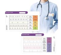Scheda di interpretazione del ritmo ECG, guida di riferimento compatta, carte tascabili per frequenza ECG, per ospedale, casa, infermieri, infermieri, badanti, studenti