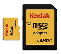 Emtec MicroSDXC capacità 64 MicroSDXC Class 10 memoria flash-Scheda di memoria da MicroSDXC, Nero, Rosso, Giallo, Class 10, scheda SD, bulbo)