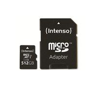 Intenso Premium Scheda di Memoria microSDXC da 512 GB Class 10 UHS-I (con Adattatore SD), Nero (3423493)