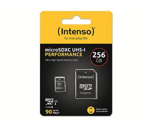 SCHEDA DI MEMORIA INTENSO microSD UHSI, 256 GB, Classe 10, Adattatore SD