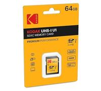 64GB Scheda SD Kodak SDXC classe 10 Gold+ UHS-I U1 Ka.Blist [EKMSD64GXC10K] | Fino a 85 MB/s in lettura, UHS-I, V10, U1, video Full HD
