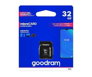Scheda di memoria M1AA-0320R12 SD HC Micro 32GB Lettura: 100MB/s 0-70°C GOODRAM