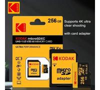 Scheda di memoria Micro SD Kodak da 256 GB 90 MB/s U3 UHS-I 32 GB, 64 GB, 128 GB 512 GB, lettore di schede USB HD 4K e adattatore regalo per Halloween 32G,64G,128G,256GPolietilene