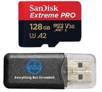 Scheda di memoria SanDisk Micro Extreme Pro da 128 GB, funziona con Insta360 ONE RS 1" 360, One X3 Action Camera (SDSQXCD-128G-GN6MA) Bundle con (1) Everything But Stromboli MicroSD Card Reader