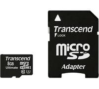 SCHEDA DI MEMORIA TRANSCEND microSDHC, 8 GB, Classe 10, Adattatore SD