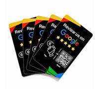 Scheda di recensione Google NFC nera con codice QR, tocca per raccogliere le recensioni dei clienti, carta in PVC 85.5×54mm per attività locali offline, confezione da 5