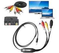 Scheda di registrazione video USB 2.0, scheda di acquisizione video, scheda di acquisizione video, convertitore video RCA a USB Grabber, Video Grabber per PC, TV Tape Player Camcorder, compatibile con