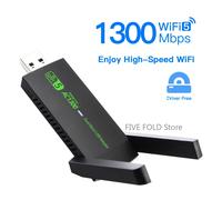 Scheda di rete USB Wifi 1300Mbps RTL8812 WiFi 5 AC1300 Adattatore Wifi USB Dual Band 2.4G 5G Dongle wireless Antenna ricevitore WHITE
