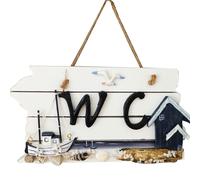 Scheda di targa WC in legno intagliato a mano mediterranea (Lighthouse)