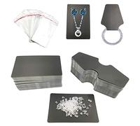 Scheda di Visualizzazione Dell'orecchino Scheda di Visualizzazione della Collana,200 Pezzi Carte Porta Gioielli Etichette di Carta Bianca con 100 Buste Autosigillanti per Display Gioielli (Nero)