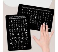 Scheda didattica con alfabeto in Braille, lettere, numeri e punteggiatura,