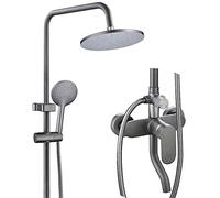Scheda doccia a pioggia con combinazione spray portatile con 3 manopola di regolazione della funzione e regolatore di estensione regolabile altezza/angolo regolabile, Guida per doccia Alta pressione