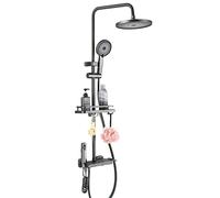 Scheda doccia a pioggia da 12 pollici con combinazione spray portatile, sistema doccia da 4 in 1 con interruttori a pulsante e braccio di estensione regolabile, soffioni ad alta pressione facili da