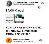 SCHEDA FOLLETTO VK 140 VK 150 ADATTABILE VORWERK PARI ALL ORIGINALE