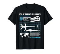Scheda informativa sull'elasmosauro Elasmosaurus Fact Sheet Maglietta con Stampa Grafica Economica, Uomo, Nero, L
