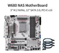 Scheda Madre NAS W680 LGA1700 per Intel Core 12a-14a Gen, DDR5 Max 128GB, PCIe 5.0, 12×SATA 3.0, 3×M.2 NVMe, Server NAS All-in-One per Appassionati del Fai-da-Te