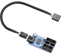 Scheda madre USB 2.0 Header a 9 pin da 1 a 2 Adattatore splitter hub di estensione -Convertitore MB One USB femmina a 2 femmine - Cavo da 30cm Adattatore maschio a 9 pin Moltiplicatore di porte Nuovo
