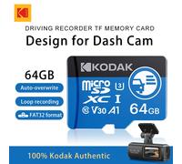 Scheda Micro SD ad alta resistenza Kodak per Dash Cam Scheda di memoria FAT32 128/256 GB 100 MB/s Schede Microsd con registrazione liscia 4K e loop